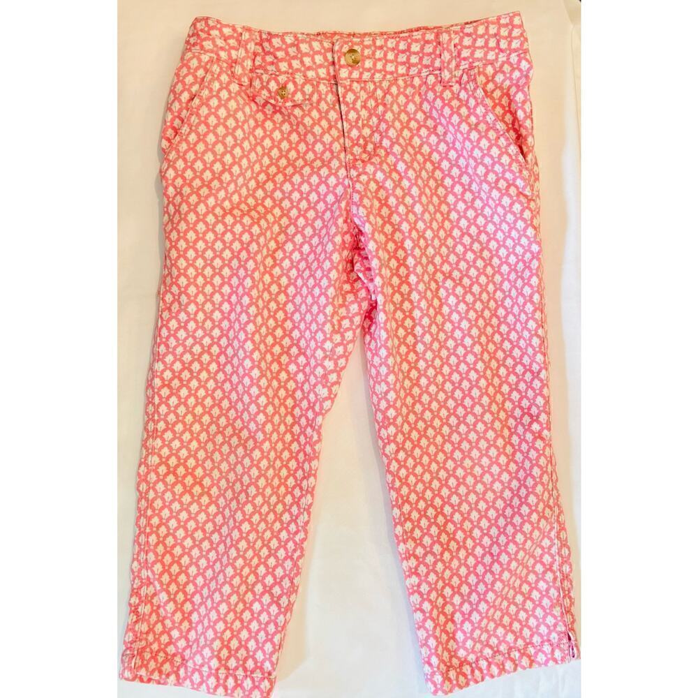 Lands End Fleur de Lis soft denim jeans | Color: Pink & White | Girl’s Size: 8
